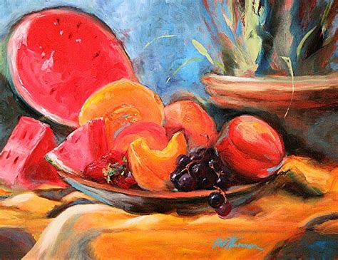 Contemporary Artists of Georgia: Still Life Fruit Oil Painting "Fruit Platter" by Georgia Artist ...