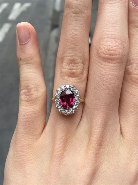 Vintage Tiffany & Co Ruby Diamond Halo Alternative Engagement 18K Gold Ring | Sapphire ...
