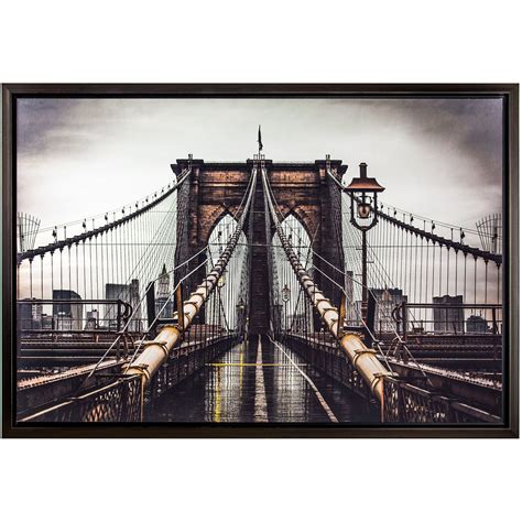 Brooklyn Bridge Photographic Framed Canvas Print (With images) | Nature canvas painting