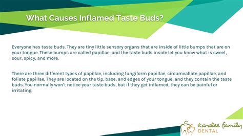 PPT - How to address inflamed taste buds - Karalee Family Dental PowerPoint Presentation - ID ...