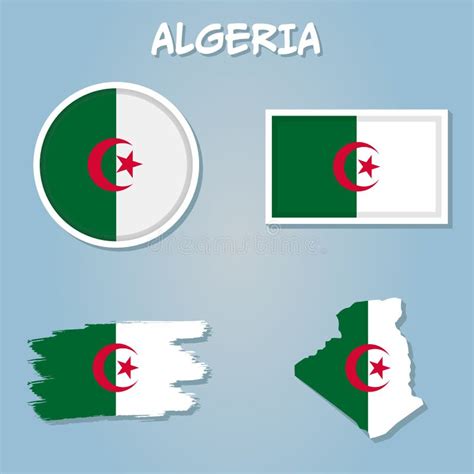 Detailed Illustration of a Map of Algeria with Flag, Vector Stock ...