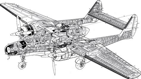 Northrop P-61 Black Widow Cutaway Drawing - AERONEF.NET