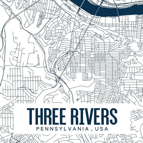 Pittsburgh Three Rivers Printable Map Three Rivers Map Three - Etsy