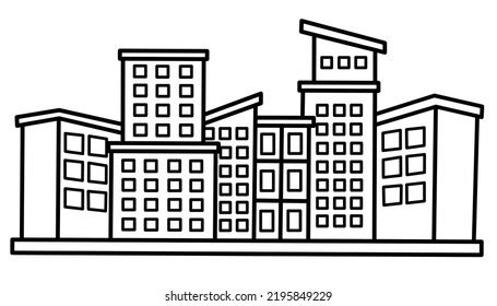 Doddle Art Black White Buildings Stock Illustration 2195849229 | Shutterstock