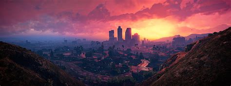 HD wallpaper: 4K, Grand Theft Auto V, Los Santos, Sunset | Wallpaper Flare