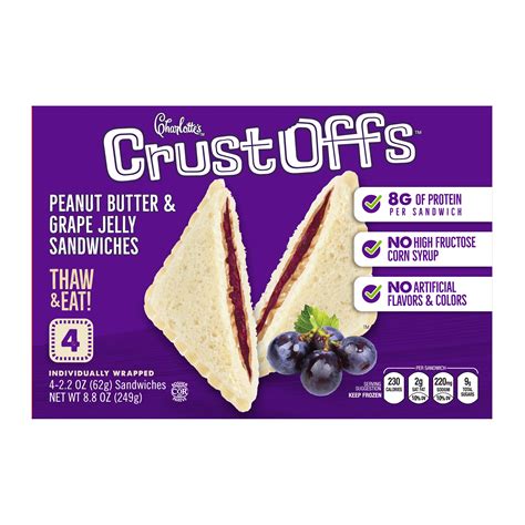 Charlotte's CrustOffs Frozen Sandwiches - Peanut Butter & Grape Jelly ...