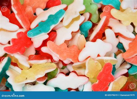 Fish Shaped Gummy Sweets Background Stock Image - Image of sweets, sweet: 69379619