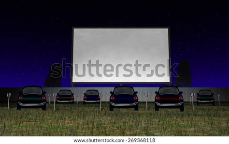 Illustration of a drive in movie theater with blank screen for message