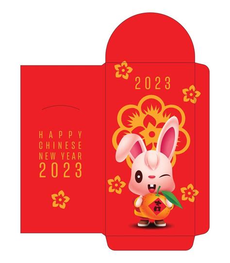 2023 red packet ang pau template design with cute rabbit cartoon ...