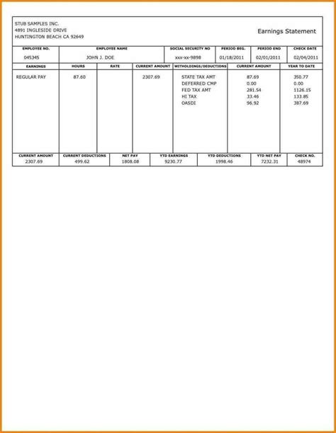 Free Printable Check Stub Generator