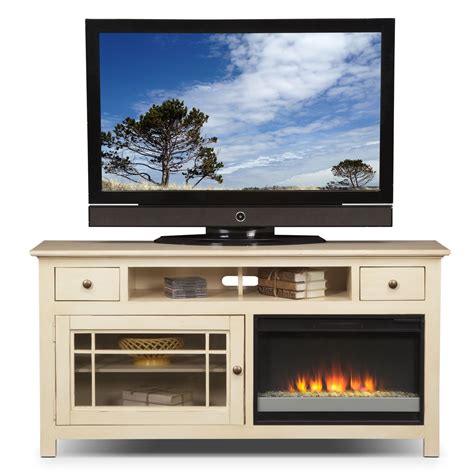Merrick White 64" Fireplace TV Stand | Fireplace tv stand, Fireplace tv, Value city furniture