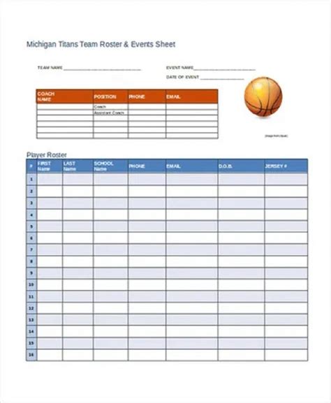 Team Roster and Schedule Template. roster schedule template weekly ...