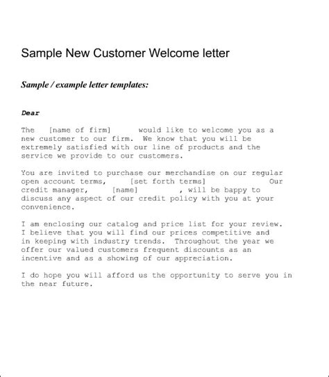 New Customer Welcome Letter • ALL DOCS