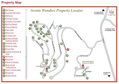 Map of Yosemite Rentals | Scenic Wonders Yosemite Cabins & Vacation Rentals