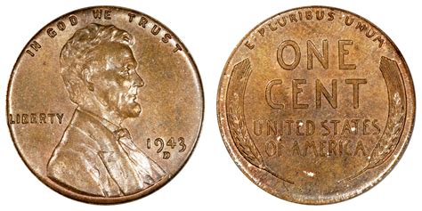 1943 D Lincoln Wheat Penny Bronze/Copper Coin Value Prices, Photos & Info