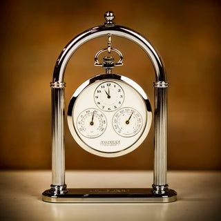 Executive Desk Clock & Hygrometer/Thermometer Set with Stand