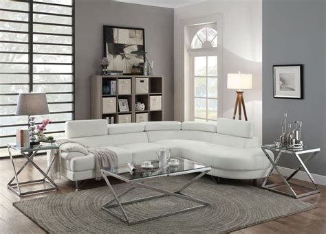 KASSA MALL HOME FURNITURE - F6985 - 2PCS SECTIONAL SOFA CHAISE IN WHITE FAUX LEATHER