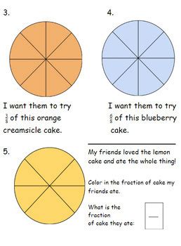 Fractions are a PIECE of cake Worksheet Packet | TPT