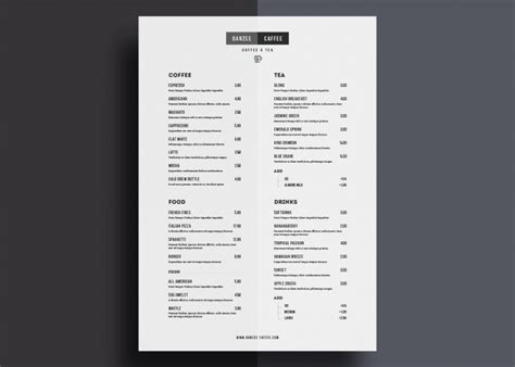 One Page Restaurant Menu Template