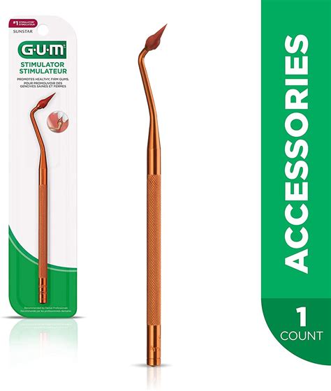 GUM Stimulator with Permanent Handle and Rubber Tip for Precision Control - Massages Gums, 1 ct