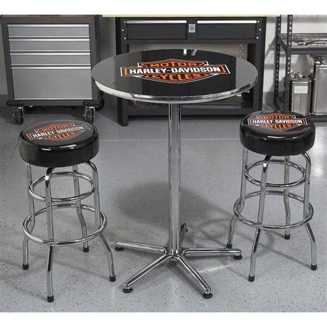 Harley-Davidson Bar & Shield Swivel Bar Stool — Black | Bar stools, Bar stool chairs, Pub table sets