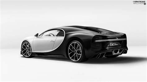 Grayscale White-Blue, Bugatti Chiron - 1920x1080