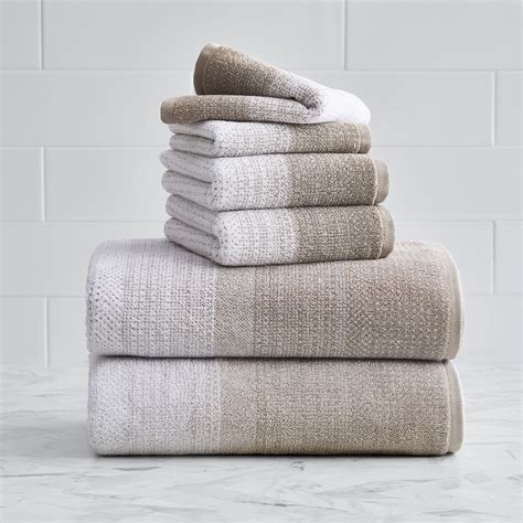 Taupe Splash/Arctic White Heathered 6 Piece Bath Towel Set, Better ...