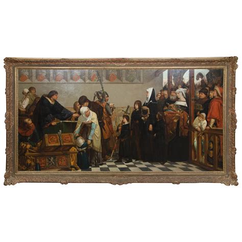 Large 19th Century Medieval Oil Painting at 1stDibs