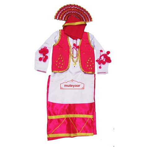 Magenta White Bhangra dance Costume / outfit dress - www.muteyaar.com