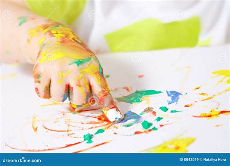 Painting baby hand stock image. Image of stained, multi - 8042019