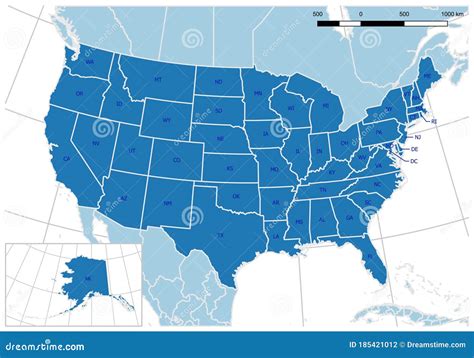 United States Vector Map with Detailed Outlines Stock Vector ...