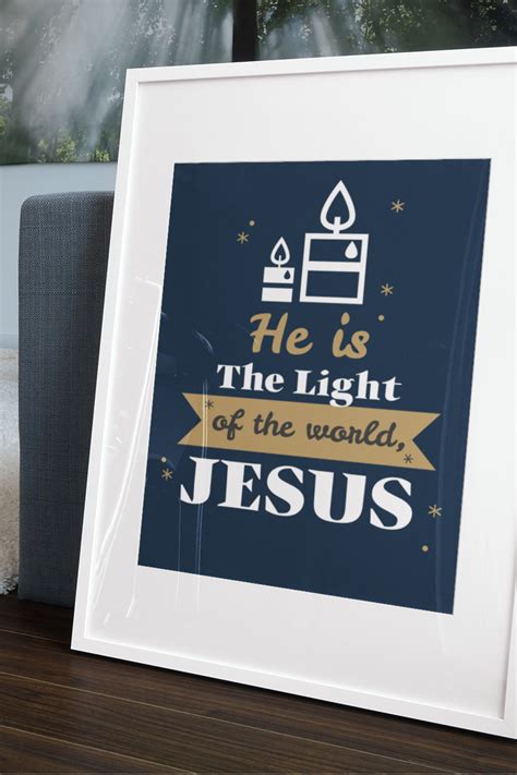 "He is the Light of the World, Jesus Quotes" Framed Art Print for Sale ...