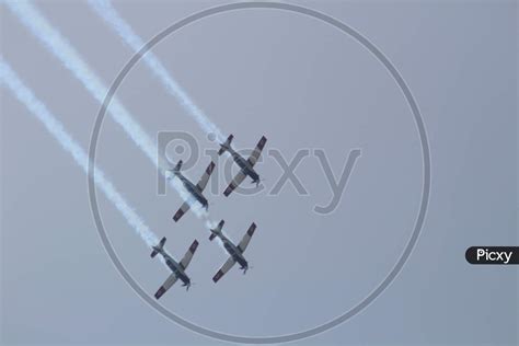 Image of An aircraft demonstration performs stunts in the air-MC943389 ...