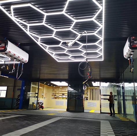 LED Hexagon Lighting | Garage lighting, Garage design, Led shop lights