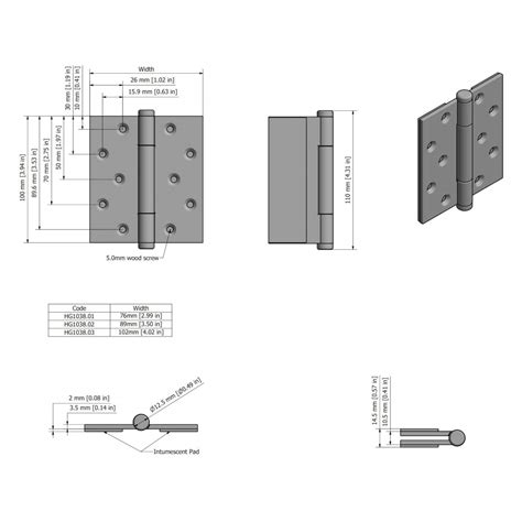 Joseph Giles Door hinge - 100 x 90 mm - Dark bronze - Brass - Model ...