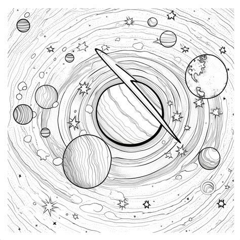 Premium Photo | A drawing of a black and white picture of planets and a star generative ai