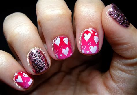 Slightly Nail Polished: Valentine's Day: Glitter, Gradient and Stamping, oh my!