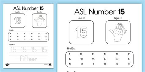 ASL Number 15 Activity (Teacher-Made) - Twinkl