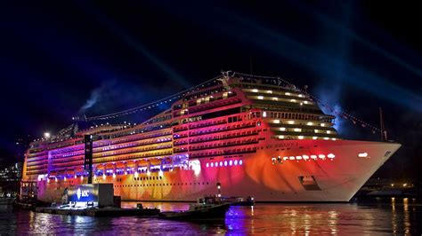 White Cruise Ship With Colorful Lights During Nighttime HD Cruise Ship ...