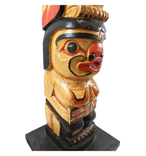 Large Totem of Native American Tribe Multicolored Wood 120cm Eagle