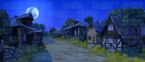 Village at Night Projected Backdrops - Grosh Digital