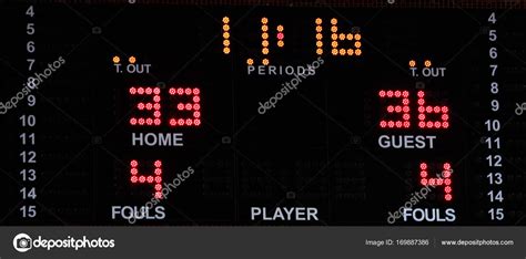 Basketball electronic scoreboard with bright numbers Stock Photo by ©viperagp 169887386