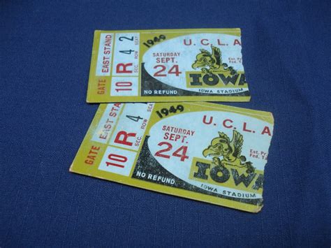 2 Vintage 1949 Iowa Hawkeyes VS UCLA football ticket stubs COOL LQQK ...