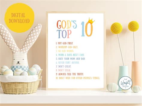 Gods Ten Commandments Poster for Kids Colorful Sunday School - Etsy