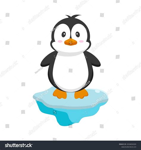 Penguin Cartoon Vector On Ice Cube Stock Vector (Royalty Free ...