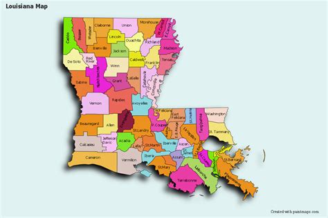 Create Custom Louisiana Map Chart with Online, Free Map Maker.