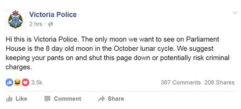 Police smack down Facebook protest against Victorian mooning laws ...