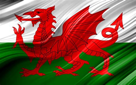 Download wallpapers 4k, Welsh flag, European countries, 3D waves, Flag ...