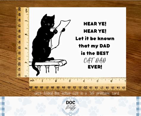 Printable Cat Dad Card, Father's Day Cat Card, From the Cat Father's ...