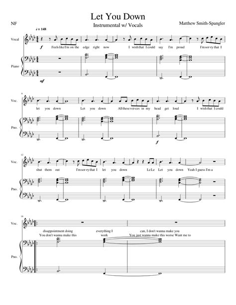 Let You Down By NF sheet music for Piano download free in PDF or MIDI